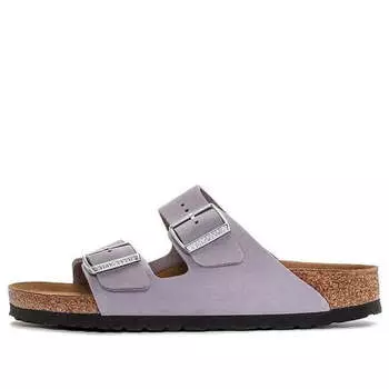 Тапочки arizona soft footbed nubuk leather narrow fit 'purple fog' Birkenstock, фиолетовый