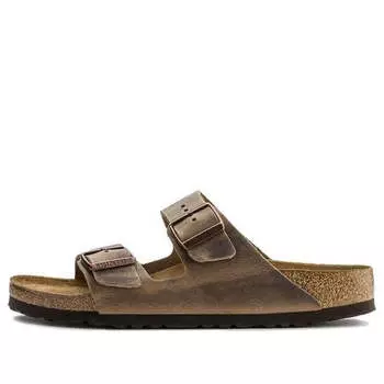 Тапочки arizona soft footbed oiled leather narrow fit 'tobacco brown' Birkenstock, коричневый