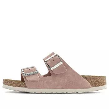 Тапочки arizona soft footbed suede leather narrow fit sandals 'pink clay' Birkenstock, розовый