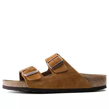 Тапочки arizona soft footbed suede leather narrow fit slides 'mink' Birkenstock, коричневый