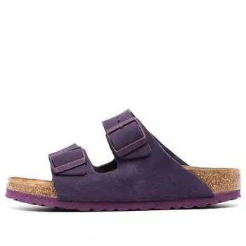 Тапочки arizona soft footbed suede leather narrow fit sandals 'wine' Birkenstock, фиолетовый