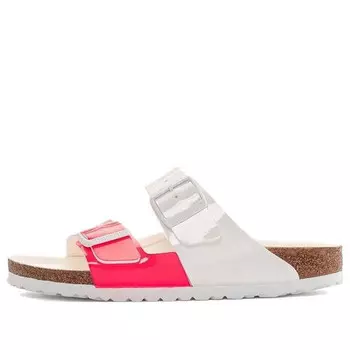 Тапочки arizona split birko-flor narrow fit sandals 'patent neon pink white' Birkenstock, розовый