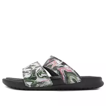 Тапочки benassi duo ultra slide 'black green pink' Nike, черный