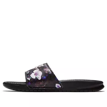 Тапочки benassi jdi print floral (w) 'black purple' Nike, черный