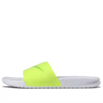 Тапочки benassi jdi print fluorescence yellow slippers volt-white Nike, желтый