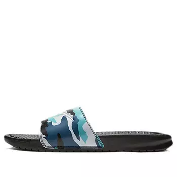 Тапочки benassi jdi print slide 'black blue camo' Nike, черный