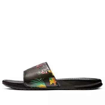 Тапочки benassi jdi print slide 'black tropical' Nike, черный