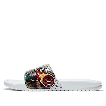 Тапочки benassi jdi print slide 'china hoop dreams' Nike, белый