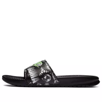 Тапочки benassi jdi print slide 'run to tokyo' Nike, черный