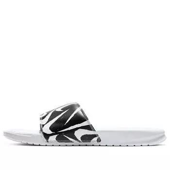 Тапочки benassi jdi print slide 'white black swoosh' Nike, белый