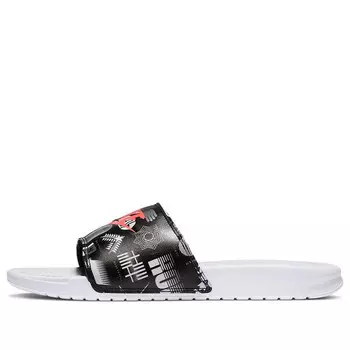 Тапочки benassi jdi print white black slippers 'white black' Nike, белый