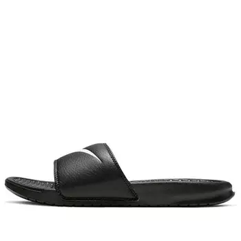 Тапочки benassi swoosh fashion black white slippers 'black white' Nike, черный