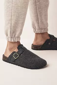Тапочки без каблука и пряжки Next, серый