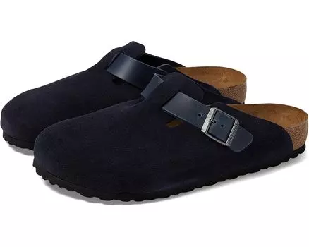 Тапочки Birkenstock Boston - Suede/Oiled Leather, цвет Midnight