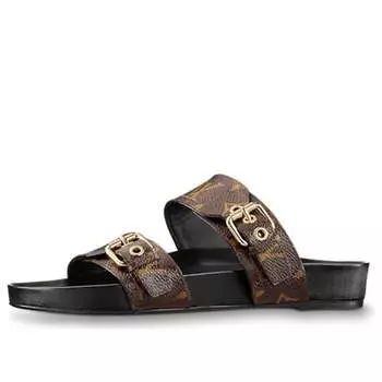 Тапочки bom dia flat mules 'brown logo monogram' Louis Vuitton, коричневый