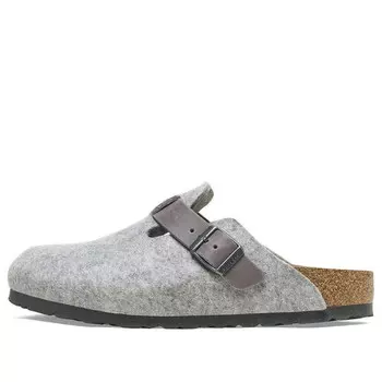Тапочки boston natural leather/felt 'light grey' Birkenstock, серый