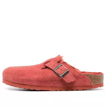 Тапочки boston shearling suede leather narrow fit 'sienna red' Birkenstock, красный