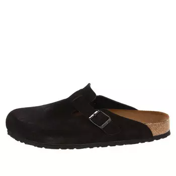 Тапочки boston soft footbed suede leather narrow fit sandals 'black' Birkenstock, черный