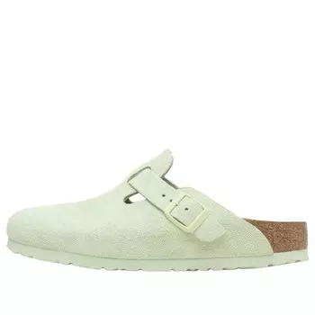 Тапочки boston soft footbed suede leather narrow fit sandals 'faded lime' Birkenstock, зеленый