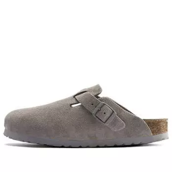 Тапочки boston soft footbed suede leather 'stone coin' Birkenstock, серый