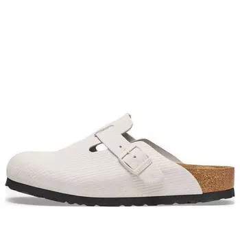 Тапочки boston suede leather embossed 'corduroy antique white' Birkenstock, белый
