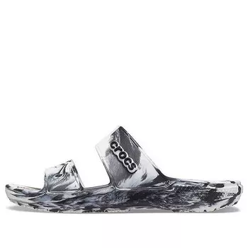 Тапочки classic clog marble beach sports slippers white black Crocs, белый