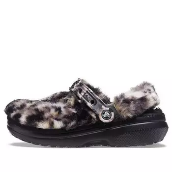 Тапочки classic fur sure 'lined animal oreo' Crocs, черный
