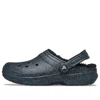 Тапочки classic glitter black lined clogs 'starry skies' Crocs, синий