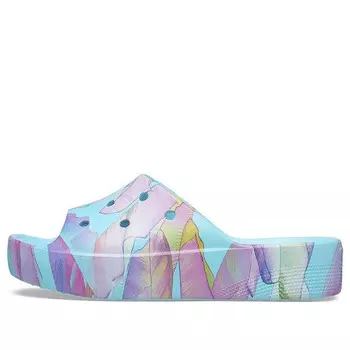 Тапочки classic platform palm print slide 'blue multi-color' Crocs, синий