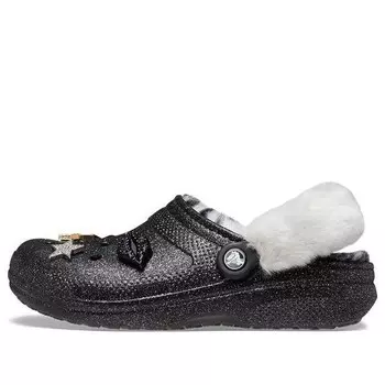 Тапочки disco classic lined disco glitter clogs 'black white' Crocs, черный