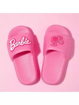 Тапочки для ванной серии Barbie, милая толстая нескользящая домашняя обувь, удобная портативная домашняя обувь Miniso, розовый