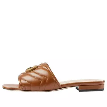 Тапочки double g slide sandals 'brown' Gucci, коричневый