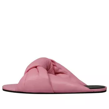 Тапочки drapy leather slides 'pink' Balenciaga, розовый