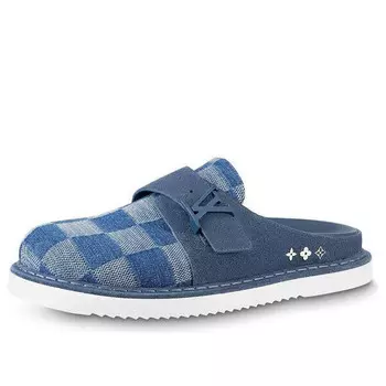 Тапочки easy mules 'blue denim plaid' Louis Vuitton, синий