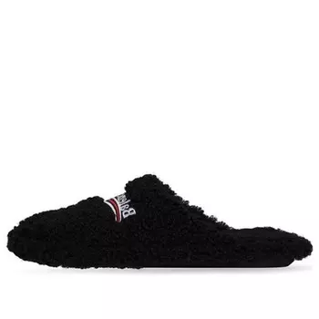 Тапочки furry slides 'black' Balenciaga, черный