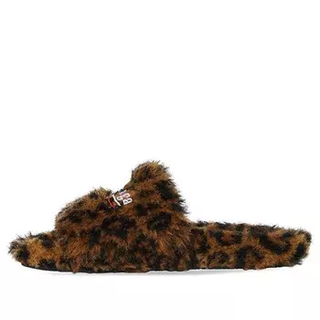 Тапочки furry slides 'leopard' Balenciaga, коричневый