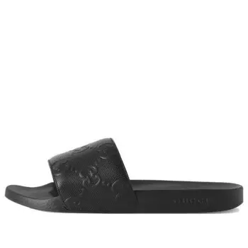 Тапочки gg slide sandal 'demetra black' Gucci, черный