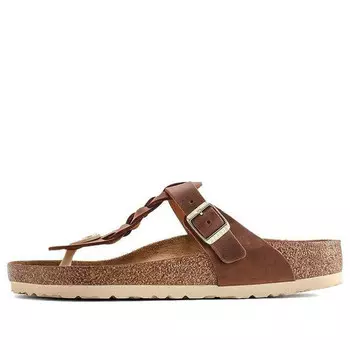 Тапочки gizeh braided waxy leather narrow fit sandals 'cognac' Birkenstock, коричневый