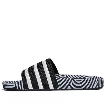 Тапочки hirocoledge x adilette slides 'takahashi hiroko - black white' Adidas, черный