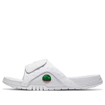 Тапочки hydro 13 slide 'white metallic silver' Air Jordan, белый