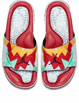 Тапочки hydro 7 retro soft sole cozy sports slippers gray red orange 'white' Air Jordan, белый