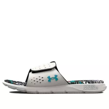 Тапочки ignite 7 graphic footbed slide 'grey mist floral' Under Armour, серый