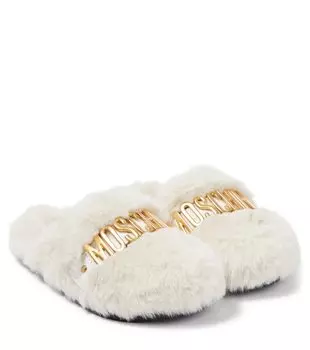 Тапочки из искусственного меха с логотипом Moschino, желтый