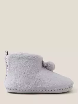 Тапочки из искусственного меха с помпонами White Stuff, светло-серый