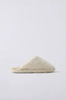 Тапочки из искусственной овчины ZARA, экрю белый
