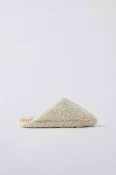 Тапочки из искусственной овчины ZARA, экрю белый