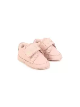 Тапочки из кожи с логотипом BOSS Kidswear, розовый