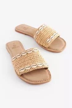 Тапочки из рафии Forever Comfort с декоративной ракушкой Next, бежевый
