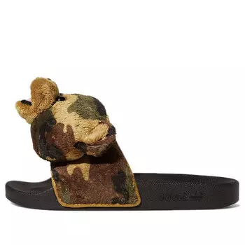 Тапочки jeremy scott x adilette slide 'camo teddy' Adidas, черный