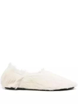 Тапочки Jil Sander из телячьей шерсти, серый